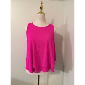 Susan Monaco Hot Pink Layered Sleeveless Swing Top Size Small